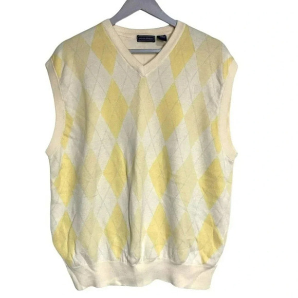Saddlebred XL yellow‎ + off white argyle sweater vest - Picture 1 of 4